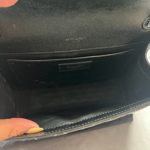 YSL Grain De Poudre Textured Mixed Matelasse Triquilt Monogram Bag Black - Picture 13 of 16